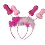 Opaska penis z piórkami – różowy gadżet na wieczór panieński