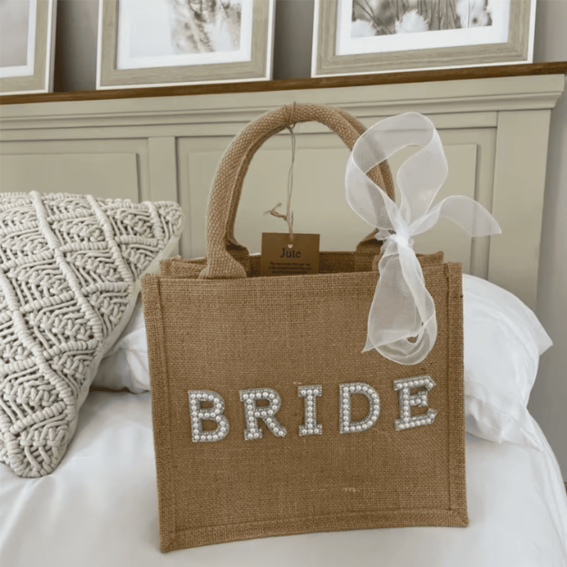 Torba Bride – jutowa torba plażowa dla panny młodej