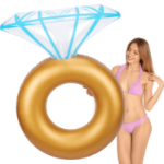Dmuchany pierścionek złoty 120×140 cm – koło na panieński