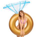 Dmuchany pierścionek złoty 120×140 cm – koło na panieński