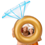 Dmuchany pierścionek złoty 120×140 cm – koło na panieński