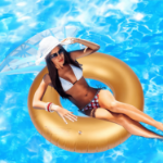 Dmuchany pierścionek złoty 120×140 cm – koło na panieński