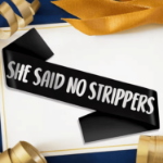 Szarfa She Said No Strippers czarna na kawalerski