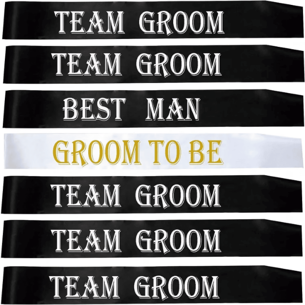 Szarfy team groom zestaw 7 czarne groom to be