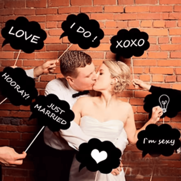 Zestaw tabliczek kredowych do fotobudki 10 szt. – czarne chmurki DIY na ślub i imprezę