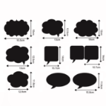 Zestaw tabliczek kredowych do fotobudki 10 szt. – czarne chmurki DIY na ślub i imprezę