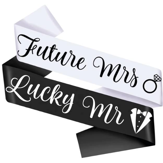 Szarfy Future Mrs i Lucky Mr – zestaw ślubny 2 szt.