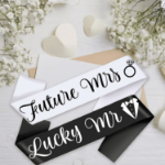 Szarfy Future Mrs i Lucky Mr – zestaw ślubny 2 szt.