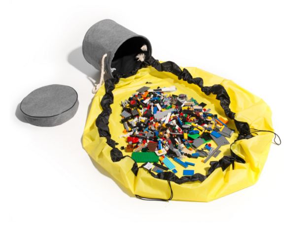 Kosz na zabawki z matą do zabawy 2w1 - ZÓŁTY dla mamy