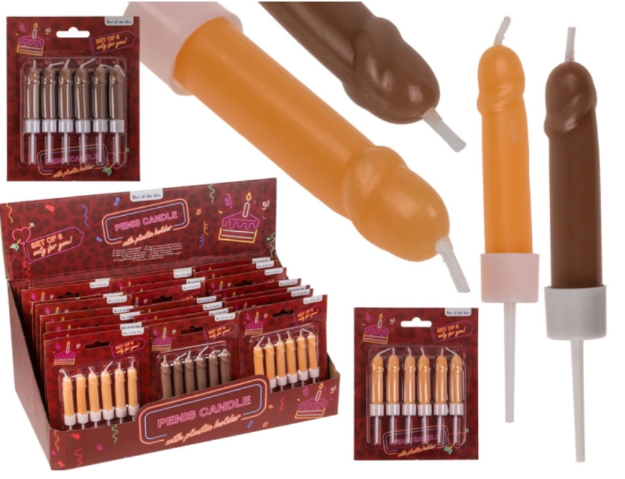 Zestaw Świeczek Penisy z Plastikową Podstawką
